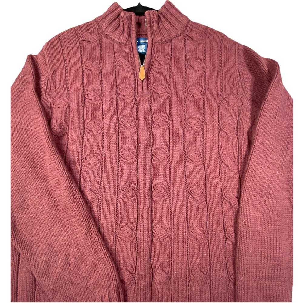 Vintage Jantzen Sweater Wine Men M Acrylic Wool Blend Cable Knit Chunky Grandpa‎